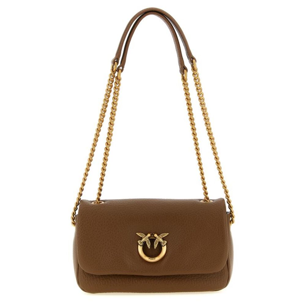 PINKO Brown Lamb Leather Shoulder Women's Bag